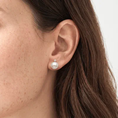 Pearl & Lab Diamond Earrings