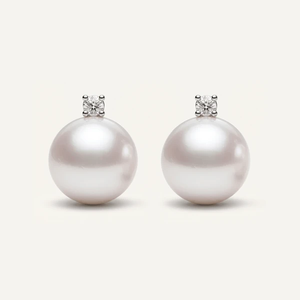 Pearl & Lab Diamond Earrings