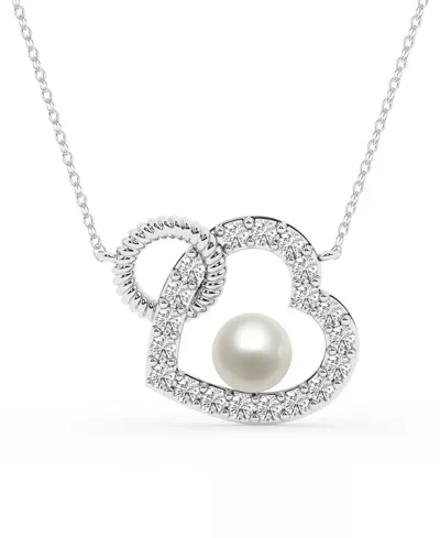Lab Diamond Heart & Freshwater Pearl Necklace