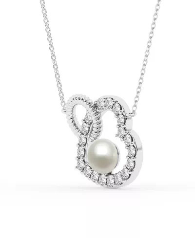 Lab Diamond Heart & Freshwater Pearl Necklace