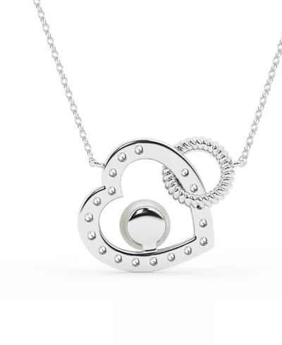 Lab Diamond Heart & Freshwater Pearl Necklace