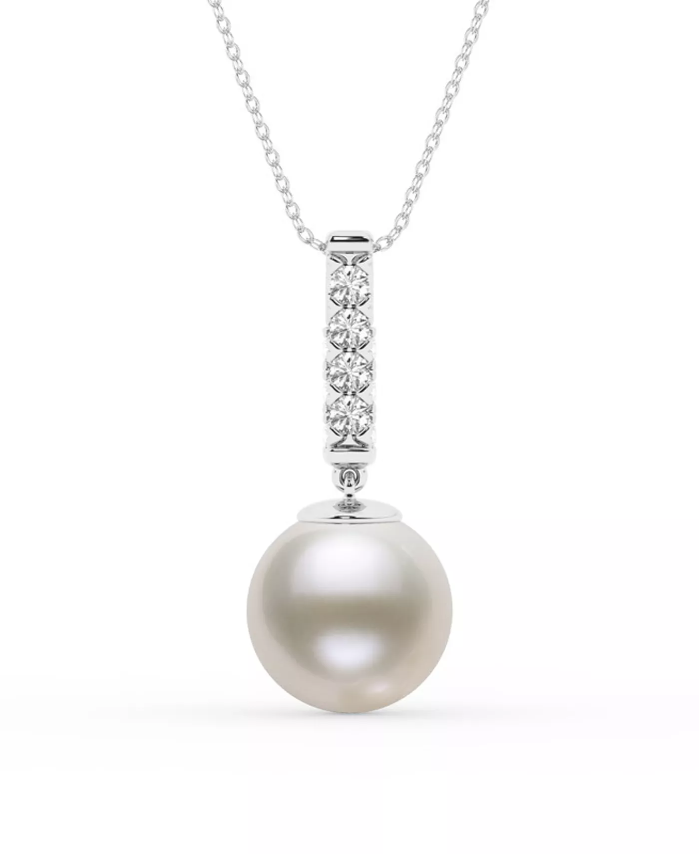Lab Diamond Bar & Freshwater Pearl Necklace