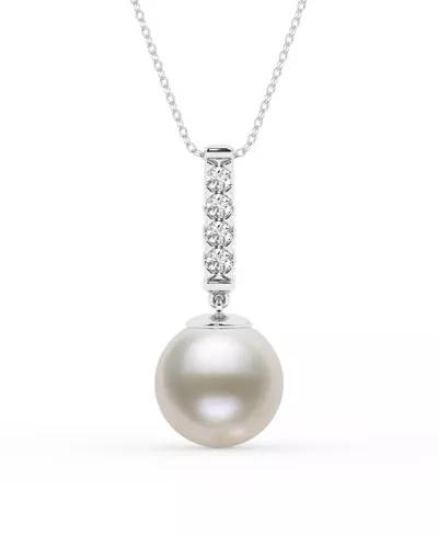 Lab Diamond Bar & Freshwater Pearl Necklace