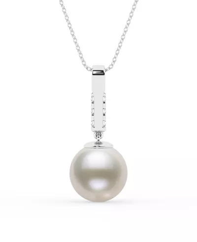Lab Diamond Bar & Freshwater Pearl Necklace