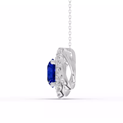 Tanzanite & Diamond Orbit Halo Necklace
