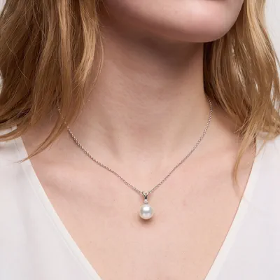 Pearl & Lab Diamond Necklace