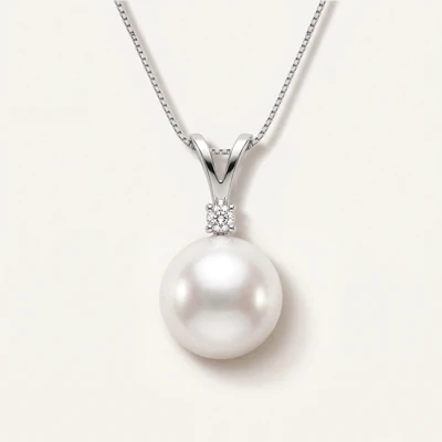 Pearl & Lab Diamond Necklace