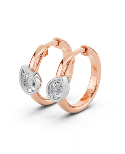 Angled Pear Bezel Huggie Earrings