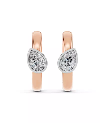 Angled Pear Bezel Huggie Earrings