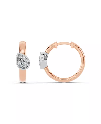 Angled Pear Bezel Huggie Earrings