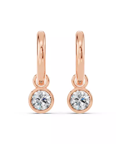 Bezel Dangle Lab Diamond Huggie Earrings