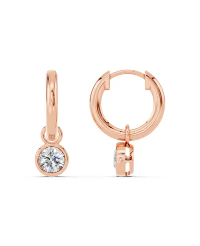 Bezel Dangle Lab Diamond Huggie Earrings