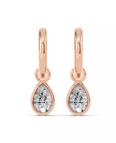 Bezel Dangle Pear Lab Diamond Huggie Earrings
