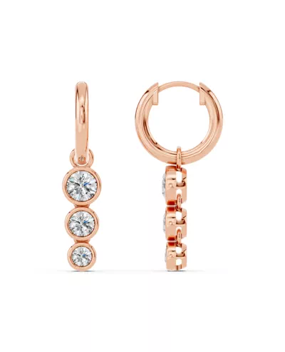 Bezel Triple Dangle Lab Diamond Huggie Earrings