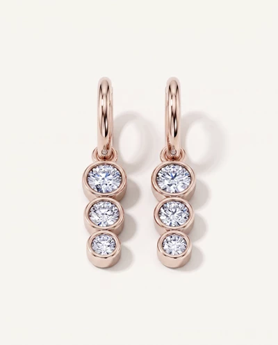 Bezel Triple Dangle Lab Diamond Huggie Earrings