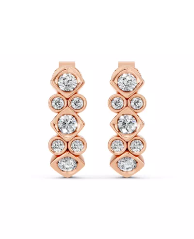 Geometric Bezel Lab Diamond J-Hoop Earrings