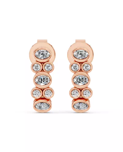 Oval & Round Bezel Lab Diamond J-Hoop Earrings
