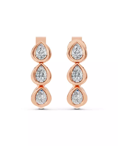 Sculpted Pear Bezel Lab Diamond J-Hoop Earrings