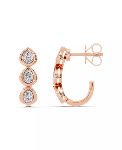 Sculpted Pear Bezel Lab Diamond J-Hoop Earrings
