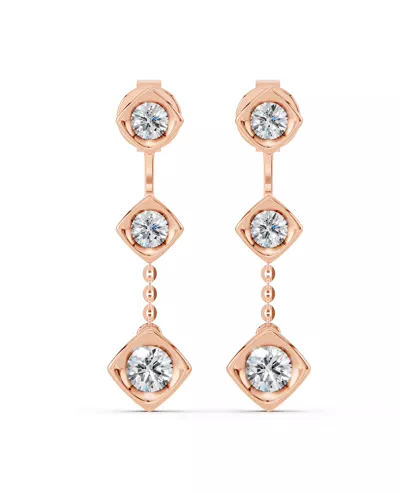 Dimensional Frame Diamond Drop Earrings