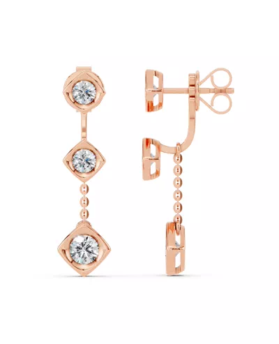 Dimensional Frame Diamond Drop Earrings