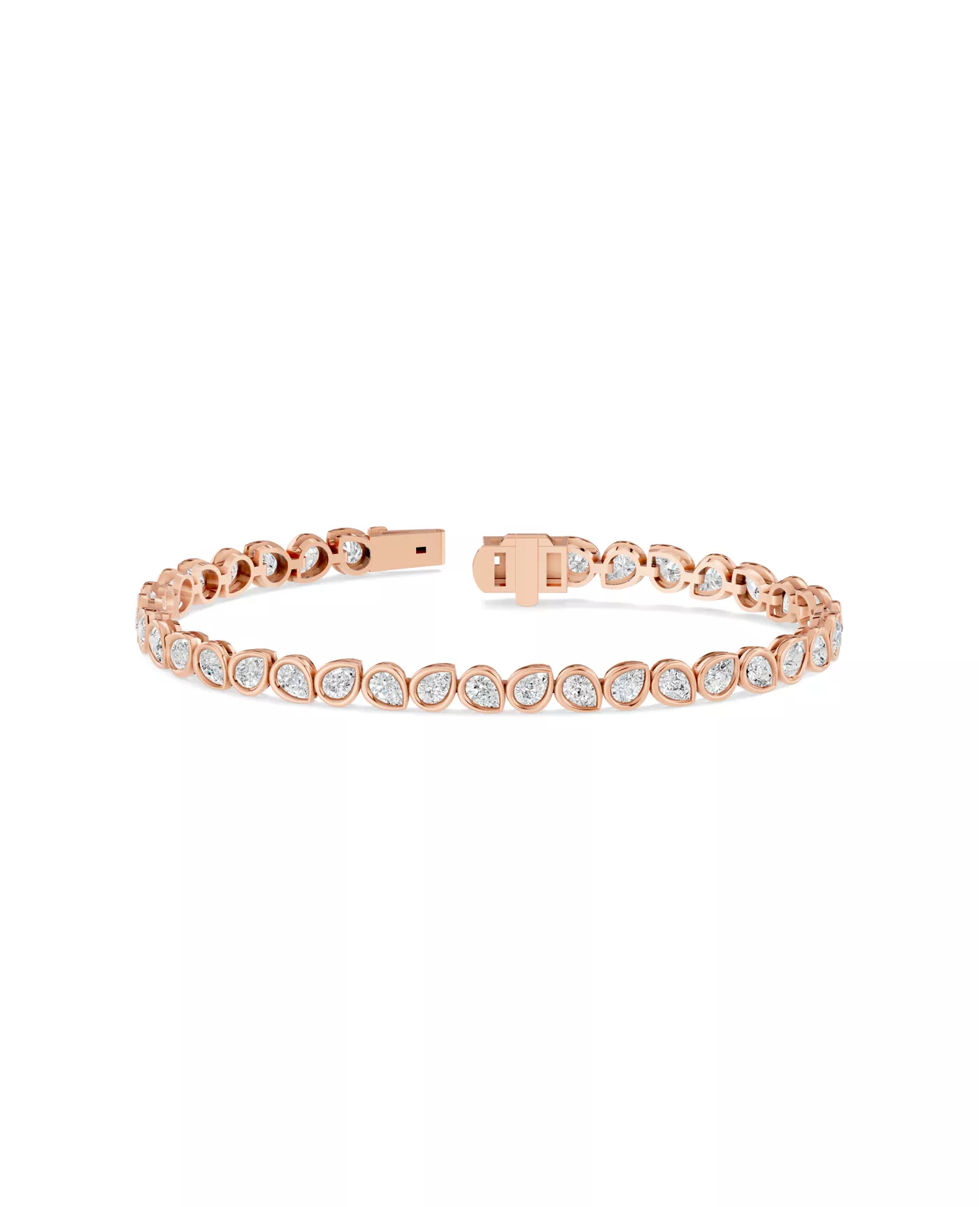 Dimensional Bezel Pear Lab Diamond Tennis Bracelet