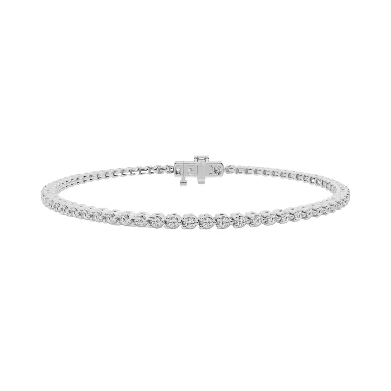 14K White Gold Three-Prong Lab Diamond Tennis Bracelet (1 ct. tw.)
