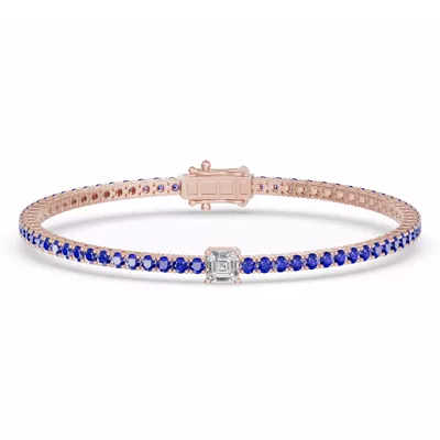 Lunava Sapphire & Asscher Lab Diamond Tennis Bracelet