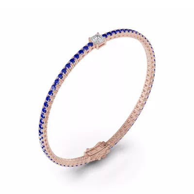 Lunava Sapphire & Asscher Lab Diamond Tennis Bracelet