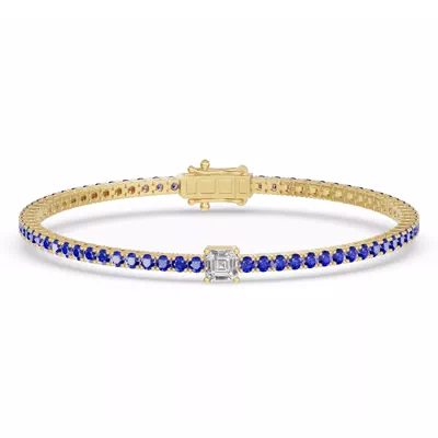 Lunava Sapphire & Asscher Lab Diamond Tennis Bracelet