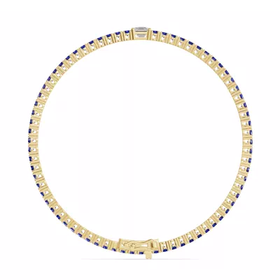 Lunava Sapphire & Asscher Lab Diamond Tennis Bracelet