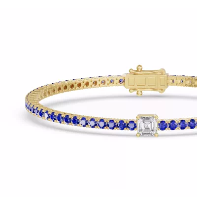 Lunava Sapphire & Asscher Lab Diamond Tennis Bracelet
