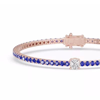 Lunava Sapphire & Cushion Lab Diamond Tennis Bracelet