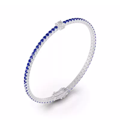 Lunava Sapphire & Cushion Lab Diamond Tennis Bracelet