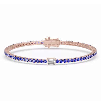 Lunava Sapphire & Emerald-Cut Lab Diamond Tennis Bracelet
