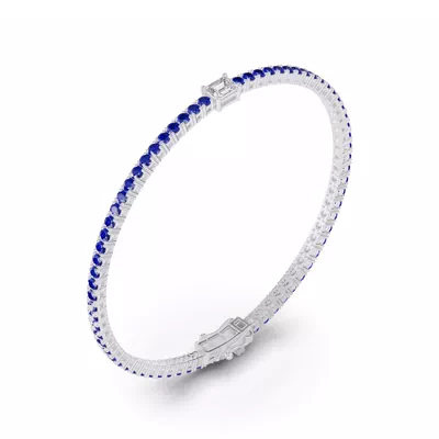 Lunava Sapphire & Emerald-Cut Lab Diamond Tennis Bracelet