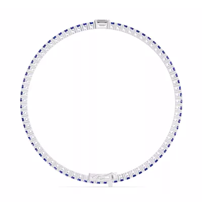 Lunava Sapphire & Emerald-Cut Lab Diamond Tennis Bracelet