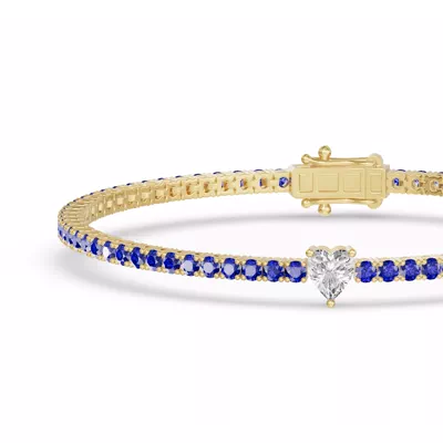 Lunava Sapphire & Heart Lab Diamond Tennis Bracelet