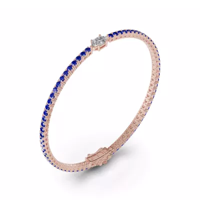 Lunava Sapphire & Marquise Lab Diamond Tennis Bracelet