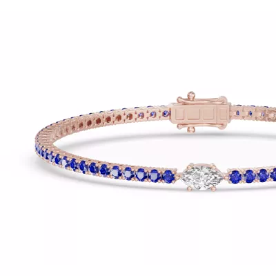 Lunava Sapphire & Marquise Lab Diamond Tennis Bracelet