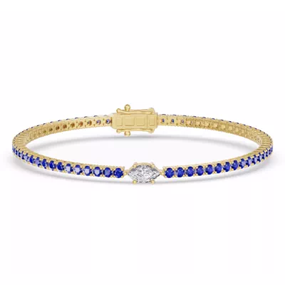Lunava Sapphire & Marquise Lab Diamond Tennis Bracelet