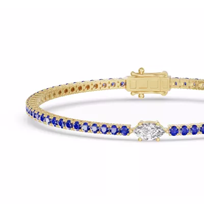 Lunava Sapphire & Marquise Lab Diamond Tennis Bracelet