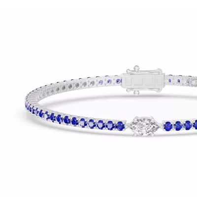 Lunava Sapphire & Marquise Lab Diamond Tennis Bracelet