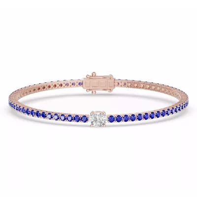 Lunava Sapphire & Oval Lab Diamond Tennis Bracelet