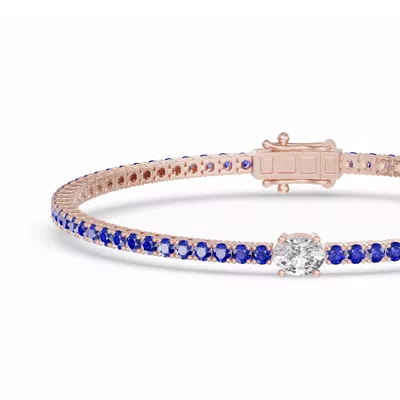 Lunava Sapphire & Oval Lab Diamond Tennis Bracelet