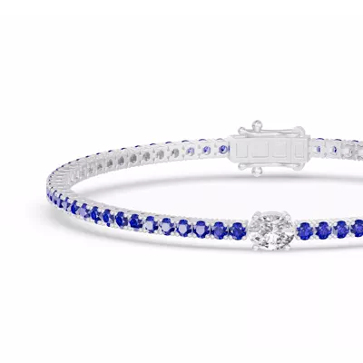 Lunava Sapphire & Oval Lab Diamond Tennis Bracelet