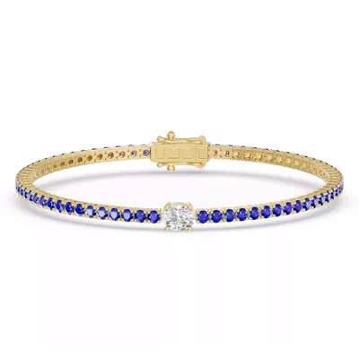 Lunava Sapphire & Oval Lab Diamond Tennis Bracelet