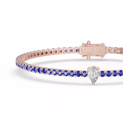 Lunava Sapphire & Pear Lab Diamond Tennis Bracelet