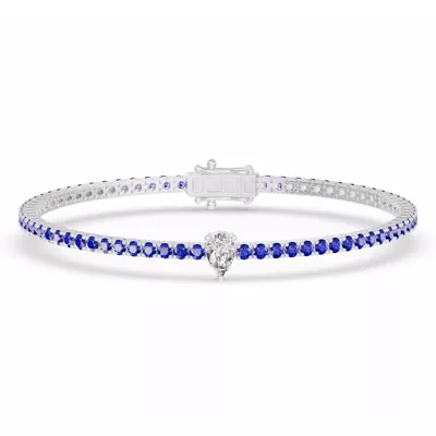 Lunava Sapphire & Pear Lab Diamond Tennis Bracelet