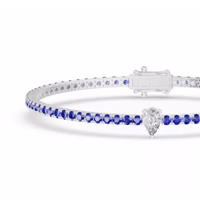 Lunava Sapphire & Pear Lab Diamond Tennis Bracelet